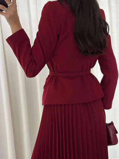 Vintage burgundy pleated two-piece set